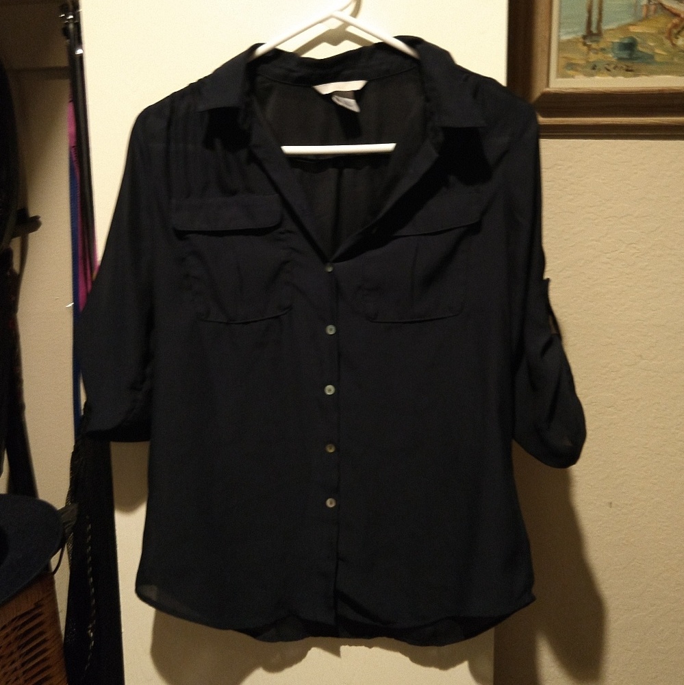 Navy blue button down shirt